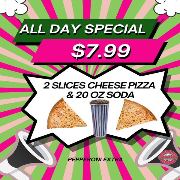 2 Slices of Cheese + 20oz Soda